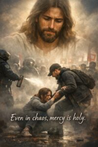 christ crying for fallen at minnisota protest