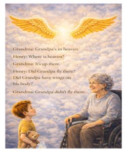 Grandma explaining grandpas death to grandchild pic